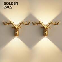 Smart LED Deer Wall Lamp With Touch Dimming & Motion Sensor, Up And Down Wall Lights Indoor With 3 Colors Dimmable, 1200mAh USB Rechargeable Night Light ,Wireless Magnetic Wall Wash Lights,Suitable For Stairs,Porch,Hallway, Bathroom, Bedrooms, Cabinets, Living Room, Bar Cabinet - 彩色 - 查看 1