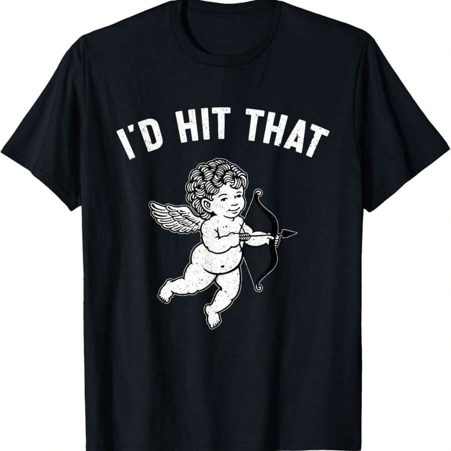 I'd Hit That Cupid Funny Valentine T-Shirt - 黑色5 - 查看 1