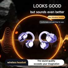 NEW SENYANG Forest Yang 新款无线夹式运动耳机，音乐挂耳式蓝牙耳机，视频舒适 TWS 真无线 HiFi 杜比低音立体声高清通话耳机，适用于安卓和 iOS 手机，游戏耳机，情侣商务智能耳机 - J87 - 查看 5