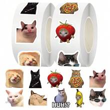 500 miếng/cuộn Hình dán mèo ngộ nghĩnh, nhãn dán niêm phong, decal trang trí dễ thương cho sổ tay, điện thoại, đàn guitar, phần thưởng, quà tặng hoạt hình - Nhiều màu - Xem 1