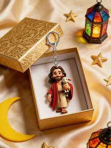 2D Acrylic Flat Keychain, Religious Belief Theme, Spiritual Theme With Cute Lamb Pattern Flat Acrylic Keychain, Adding Meaningful And Fashionable Embellishment To Keys - Multicolor - View 5
