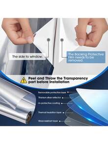 Silver Anti-Glare Sun Heat Control Window Privacy Film See Out Not In, Daytime One Way Privacy Window Film, Removable Window Tint For Home - Double-sided Silver - View 10