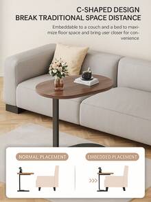 Ein moderner, minimalistischer C-förmiger Beistelltisch fürs Sofa, ein kleiner Couchtisch fürs Wohnzimmer, ein platzsparendes Möbelstück für kleine Wohnungen, erhältlich in vier Ausführungen. - weiß schwarz - Übersicht 6