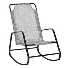 Outdoor Indoor Rocking Chair With Sling Fabric, Grey, For Patio, Balcony, Porch - A - View 11