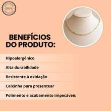 Presente para mulher Colar Choker Gargantilha Feminina Banhada a Ouro 18K - Dourado - Visão 2