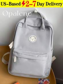 Fashion Solid Backpack For Women, Multi Pocket College Campus School Bag,  Waterproof Bookbag For Middle School High School Students, Lightweight Larger Capacity Business Functional Laptop Bag, Casual Daypack, Travel Knapsack, Travel Essentials, School Supplies, Travel Accessories - 彩色 - 查看 12