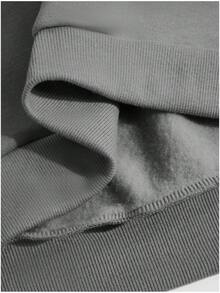 1 pièce sweat-shirt col rond unisexe, sweat-shirt décontracté pour l'automne/l'hiver, convient pour le quotidien, l'école, les trajets, les assortiments de couple, style polyvalent tout-aller, design populaire - Gris - Voir 5