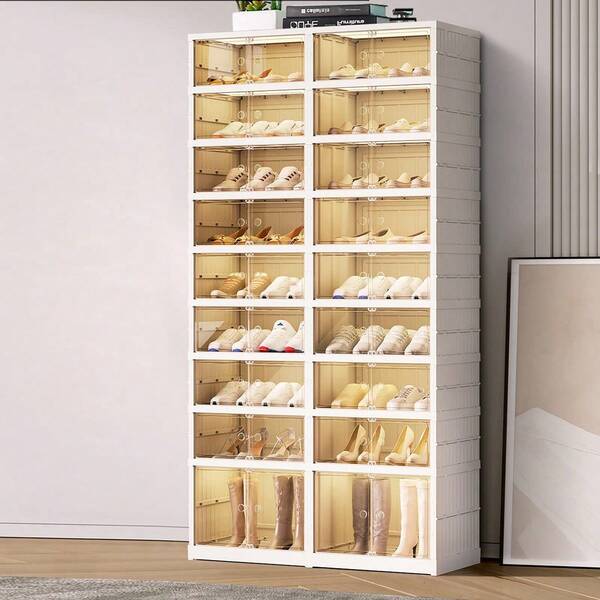 3/6/9 Layers Foldable Shoe Rack Storage Rack Foldable Shoe Cabinet With Door, Plastic Folding Shoe Cabinet, Easy To Assemble Shoe Rack Storage Container, Suitable For Entrance And Living Room
