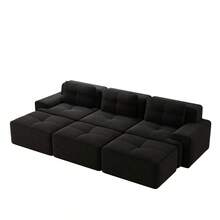 Sofas & Couches - Black + Corduroy + 3 Seat - View 2