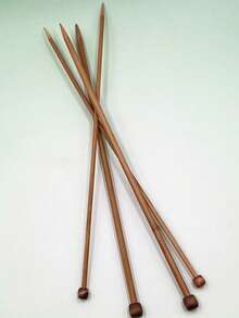 1 Set Of 35cm Long Bamboo Single-Pointed Knitting Needles, 2pcs/Set - Natural Bamboo Needles For Handmade Knitting, Sweater Knitting, Crochet, Yarn Crafts, 5.0mm 2pcs, 7.0mm 2pcs - Carbonized Single-pointed Knitting Needle - View 3