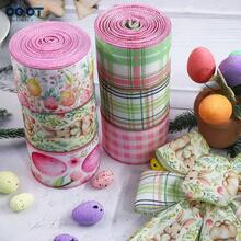 2 Rolls Easter Wired Edge Craft Ribbon, Spring Floral Bunny Wired Ribbon Watercolor Easter Bunny Floral Fabric Ribbon For Gift Wrapping, Floral Decor, Bows, DIY Crafts - Multicolor - View 3