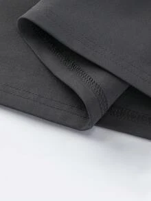 休闲宽松双面字母图案T恤，轻便百搭，适合女性通勤穿着，春夏款 - 深灰色 - 查看 4