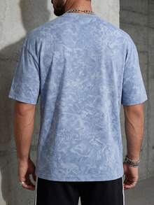 GRDR 男士复古圆领印花水洗短袖衫 - 淺藍色 - 查看 3