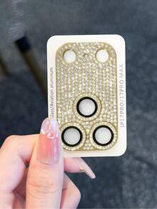 1pc Luxury Rhinestone Lens Film Compatible With IPhone 17ProMax/17 Pro/17Air/17, All-In-One Armored Lens Film, Imitation Original Anti-Fall Rear Camera Lens Film, Ultra-Clear Glass Film With AR/AF Anti-Glare Applicable To Daily Shield, Office, Home Daily Shield Office Home Lens Protector Phone Camera Cover Sparkling Crystal Waterproof Shockproof Scratch Resistant - Gold - View 12