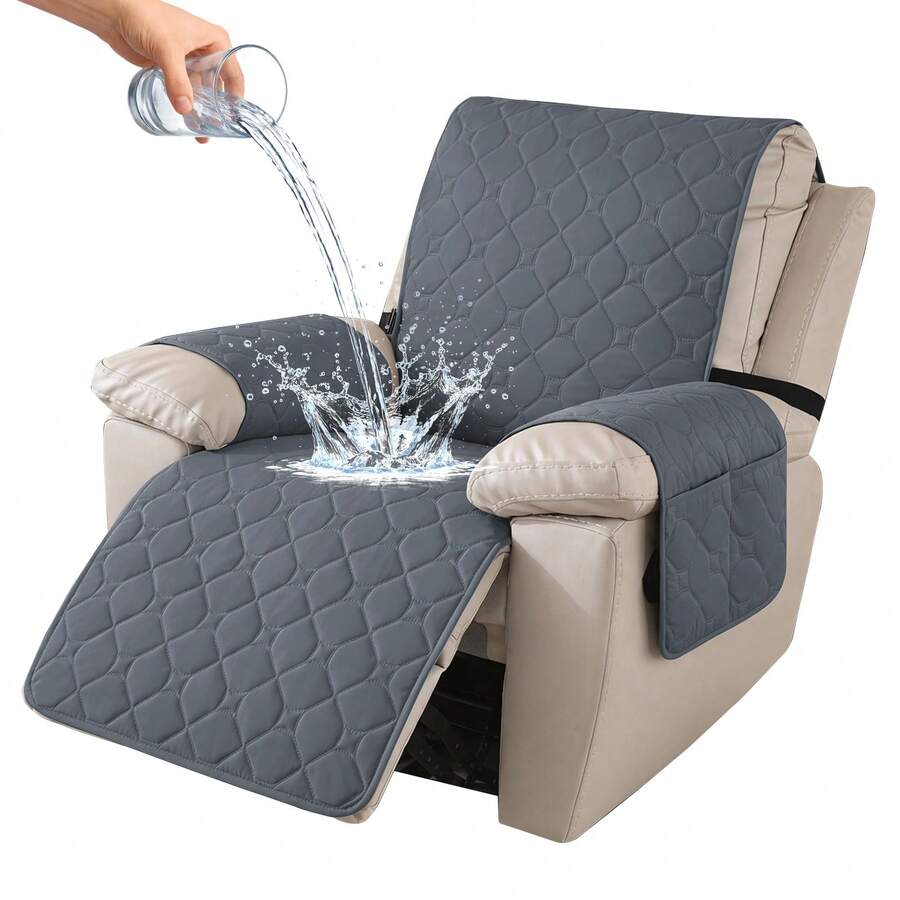 YSTYLE 1-Seater Reclining Relaxing Armchair Cover, 100% Waterproof Armchair Cover, Elasticated Armchair Cover, Reclining Sofa Cover - Dark Grey - View 1