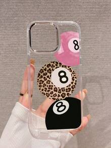 Sports Leopard Print 8 Ball Phone Case, Transparent Billiard/Pool Phone Case With Silver Camera Frame Lens Protection Design, Compatible With IPhone 15/16/17 Pro Max/14/17/16 Plus, Fast Shipping, Phone Cases - Clear - View 2
