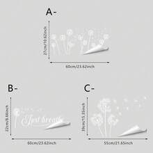 1/3pcs White Dandelion Window Clings Just Breathe Quote, Static Glass Stickers For Living Room Bedroom, Peel And Stick Vinyl Decals, Windows Anti Collision Window Decals,Spring Home Decor, Aesthetic Farmhouse - Dandelion - View 3