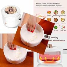Eléctrica Hot Pot Cooker Steamer 1.8L - Sartén Antiadherente Multifuncional - Dormitorio Oficina Portable Ramen Cooker Steamer Hervir Protección Seca - Adecuado Para Fideos Steak Cooker Eg-B031 - Blanco - Ver 4