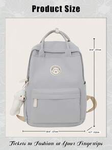 Fashion Solid Backpack For Women, Multi Pocket College Campus School Bag,  Waterproof Bookbag For Middle School High School Students, Lightweight Larger Capacity Business Functional Laptop Bag, Casual Daypack, Travel Knapsack, Travel Essentials, School Supplies, Travel Accessories - 彩色 - 查看 5