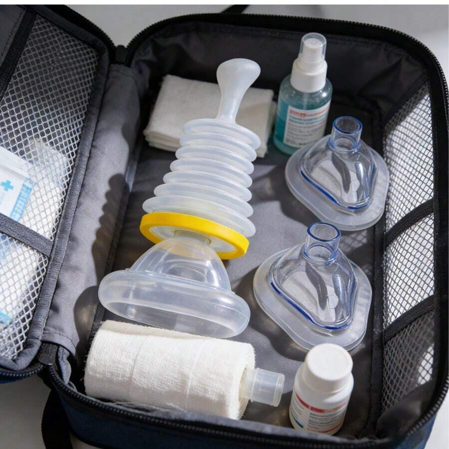 Choking Rescue Device, Anti Choking Device For Kids And Adults, Portable Airway Suction Device With 3 Masks, Home Travel Emergency For Toddlers Elderly, Schools Restaurants Caregivers For Emergency Kit Bag - 金色 - 查看 1