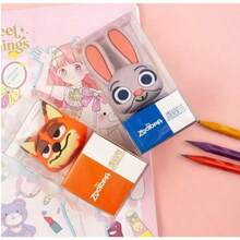 1pc Official Judy Hopps And Nick Wilde Themed Large Pencil Case - Cute Manual Operation Dual Design Stationery With Heart Shape And Characters, Birthday Gift For Girls And Boys, School And Office Supplies (Official Licensed) - Vibrant Orange And Blue, Dual Function Pencil Holder And Eraser Storage, Suitable For Fans And Birthday Gifts - Multicolor - View 6