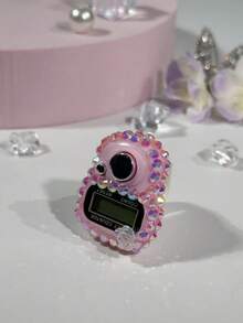 Contador de anillo electrónico de flor única con diamante de imitación personalizado, contador de dedos portátil, contador de botón manual, contador de mano mini, compacto y duradero, adecuado para contar oraciones de Ramadán, deportes, eventos empresariales, juegos de entretenimiento, pesca, regalos festivos, etc. - Multicolor - Ver 2