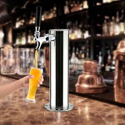 1 Tap Draft Beer Tower Wine Dispenser Bar Pub  Kegerator 3" Diam Stainless Steel