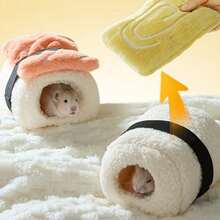 1pc Hamster Bed, Small Animal Warm Bed For Winter, Plush Golden Hamster Nest With Branches, Thick Padded Hamster Sleeping Bed, Cute Design Pet Supplies - Multicolor - View 7