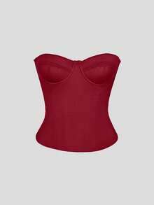 Áo corset màu trơn gợi cảm, thanh lịch, có gọng, buộc dây phía sau, kiểu áo croptop ống, thích hợp cho ngày Valentine, hẹn hò, sinh nhật, tiệc tùng, đi chơi hàng ngày, đi nghỉ mát, lễ hội âm nhạc, đám cưới, trang phục mùa lễ hội dành cho nữ. - Đỏ - Xem 9