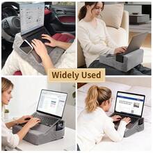 1 chiếc giá đỡ máy tính bảng/laptop đa năng bằng vải nhung mềm mại, có thể tháo rời và giặt được, kèm hỗ trợ cổ tay, thích hợp để đọc sách, xem video và sử dụng lâu dài tại văn phòng, giá đỡ máy tính bảng đặt cạnh giường, phụ kiện máy tính điện tử (Món quà tuyệt vời) - Màu Xám nhạt - Xem 4