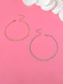 Bộ 2 chiếc vòng chân đi biển tối giản bằng vàng bạc, quà tặng ngày Valentine, trang sức chân đôi cho cặp đôi và bạn thân. - Nhiều màu - Xem 4