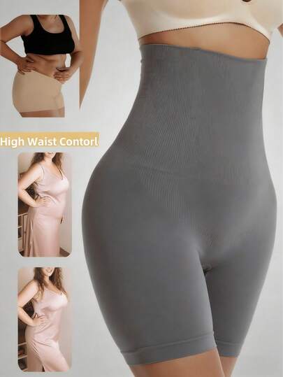 1pc High Waist Gray Slimming Shapewear - Women's Shaping Underwear With Waist Cincher, Smooths Tummy Bulge, Enhances Curves, Suitable For Dresses, Jeans And Tight Outfits. Comfortable For Daily Wear, Also Suitable For Special Occasions: Soft Breathable Fabric Conforms To Body Shape, Won't Roll Up Or Tighten Skin. Ideal For Women Seeking Discreet Shaping Effect - Subtle Brown Tone Blends Well With Neutral Colored Clothing.