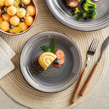 16pcs Hand-Painted Stoneware Dinnerware Set For Four, Including Dinner Plates, Dessert Plates, Cereal Bowls, And Mugs In Grey. - Grey - View 5