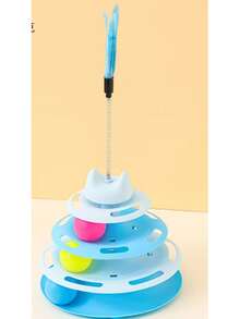 逗猫棒 & 圣诞猫玩具，幼猫自娱球，三层轨道，互动宠物玩具，羽毛和球颜色随机，适合幼猫和成猫 - 彩色 - 查看 7