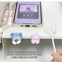 2 piezas Organizador de cables lindo, dispositivo de almacenamiento y fijación sin costuras para el escritorio, clips para cables de carga de teléfono sin taladro - esencial para la escuela, regalo perfecto para el Día de San Valentín - Conjuntos - Ver 7