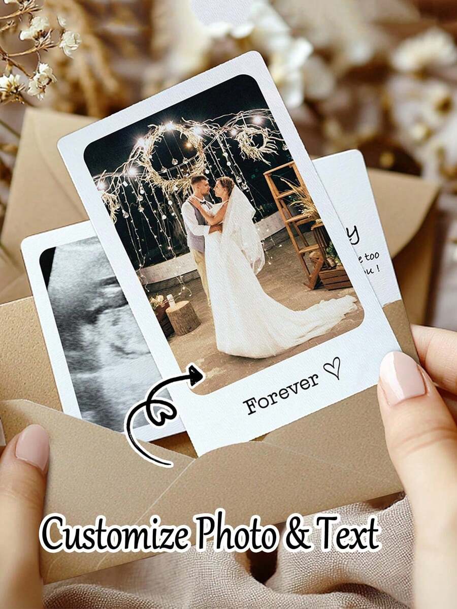 1pc Customizable Photo Wallet Card, Greeting Card, Personalized Photo Wallet Insert Card, Anniversary Photo Greeting Card, Photo Love Letter Card, Customizable Photo And Personalized Text, Wallet Accessory, Fashion, Valentine's Day Gift, Anniversary Gift, Christmas Gift, Birthday Gift, Wedding Gift, Engagement Gift, Elegant Romantic, Couple Gift, Photo Love Letter Greeting Card - Multicolor - View 1