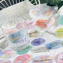 50Pcs Transparent Inspirational Sticker Golden Foil Motivational Stickes Aesthetic Stickers Craft Supplies PET Vinyl Sticker - Multicolor - View 6