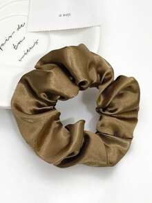 1/6/12个装丝滑发圈，缎面发绳，棕色发圈套装，马尾发圈，丝绸发带，弹性发圈 - 棕色 - 查看 5