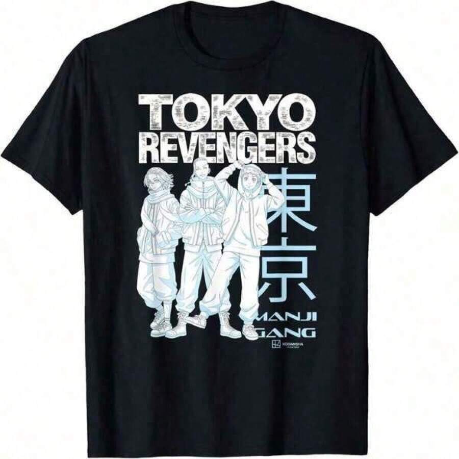 Graphic T Shirts Graphic Tees Men Revengers Manji Gang Characters Anime-Shirtsummer Outfits Summer Tops Country Concert Outfit Vacation Outfits Going Out TopsTRENDORA Standard Fit T-Shirt For MenCotton Men's T-Shirts,Bovfriend Gifts, Graphic Tees,Back To School - Black - View 1
