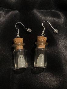 1件装夜光幽灵耳环配玻璃许愿瓶吊坠项链套装 - 彩色 - 查看 5