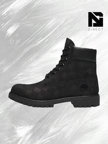 Timberland 6" Premium Waterproof Boot Black Debossed Print– Men's Lifestyle Sneakers – Shoes For Man -Vintage- Spring & Summer-Classic Color, Warm & Durable, Outdoor To Everyday Casual Wear - Mother's Day Gifts-Father's Day Gift –TB0A2P6W A5K - 黑色 - 查看 2