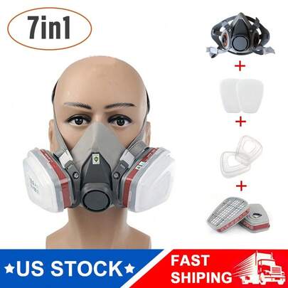 1 Pack 7-In-1 Half Face Mask With 2 Filters Included Breathable Comfortable Facepiece For Outdoor Sports Daily Use (Not NIOSH Approved)