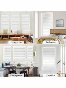 Película de ventana privada, adhesivo de tiras blancas sin adhesivo, apariencia de persianas de lamas estática para cubrir ventanas de hogar u oficina, protección de y bloqueo de rayos UV - persianas - Ver 8