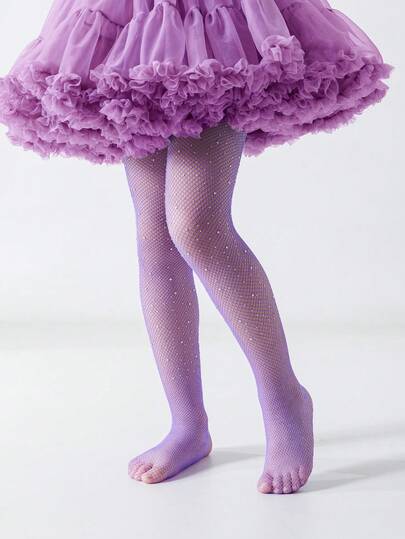 1 pieza Medias finas blancas para niños, medias de lujo con brillantes de rhinestone ultra finas de malla, medias de seda simples, clásicas y cómodas, adecuadas para la vida diaria, vacaciones, vuelta al colegio, actuaciones en el escenario, fiestas