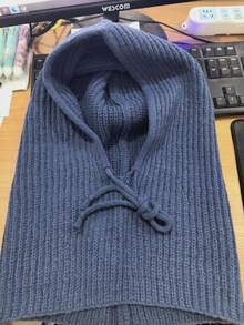 1pc Solid Color Street Knit Fabric Balaclava Hat, Winter Windproof Neck Warmer Beanie Set For Women, Cute & Warm - Multicolor - View 18