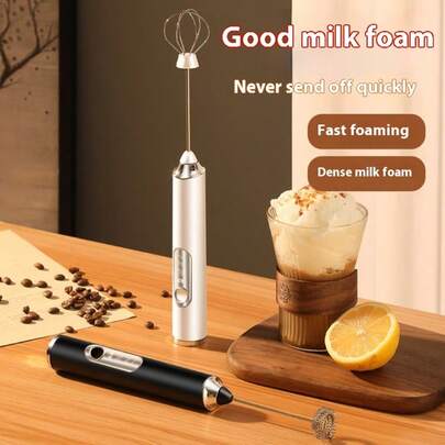 3-Speed Electric Hand Mixer, USB Rechargeable 1200mAH, 2 Stainless Steel Beaters, Ideal For Whipping Eggs, Smoothies, Sauces, Purees, Creams, Coffee, Cappuccino, Hot Chocolate, Milkshakes, Etc.