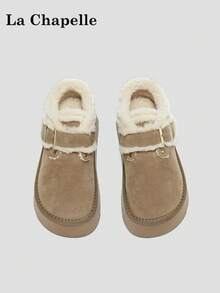 1双 La Chapelle 女士休闲软底平底鞋，圆头低跟户外通勤鞋，优雅软底徒步鞋，适合学生毕业照穿着，低帮保暖皮鞋 - 摩卡棕 - 查看 3