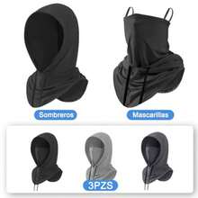 AOKUN 3 Piezas Pasamontañas Hombre y MujeresCapucha para El Sol con Cierre de Cordón UPF 50+ Protección UV Integral Transpirable y Refrescante para Deportes Motocicleta Ciclismo - como en la foto - Ver 6