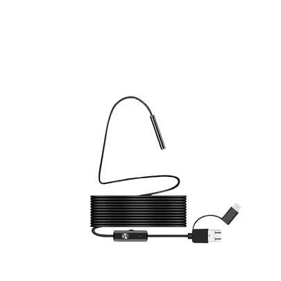 Câmera endoscópica com luz, ferramentas de boroscopia com luzes LED ajustáveis, endoscópio semirrígido tipo cobra, boroscópio de inspeção para iOS e Android - lente única de 5m