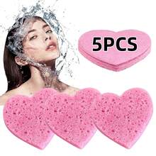 Compressed Cellulose Heart Shape Facial Sponges Natural Cosmetic Spa Sponges Reusable For Facial Cleansing Exfoliating - Coral Pink - View 34